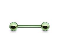 PiercedOff Green Titanium IP over 316L Surgical Steel 1.6mm Barbell with Externally Threaded 6mm Balls - Bar Length 16mm