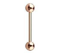 PiercedOff Implant Grade Titanium Rose Gold Tone PVD Plated Barbell with Internally Threaded Balls - Thickness 14GA (1.6mm) / Length 16mm / Ball Size 5mm