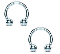 PiercedOff Lite Blue Titanium IP over 316L Surgical Steel 1.2mm Horseshoe with 3mm Balls - Ring Size 8mm - Sold as a Pack of 2 Horseshoes
