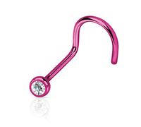 PiercedOff Purple Titanium IP over 316L Surgical Steel 0.8mm Nose Screw with 3mm Clear Gem
