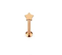 PiercedOff Rose Gold Tone 316L Surgical Steel Labret with Star Top - Length 6mm Width 1.2mm