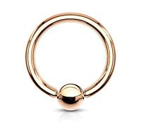 PiercedOff Rose Gold tone IP over 316L Surgical Steel BCR - Thickness 18GA (1mm) / Diameter 12mm / Ball Size 3mm