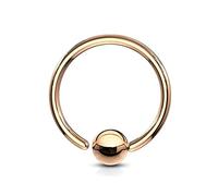 PiercedOff Rose Gold Tone IP over 316L Surgical Steel Flexible Ring with 3mm Fixed Ball - Thickness 16GA (1.2mm) / Diameter 10mm