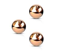 PiercedOff Rose Gold Tone IP over Surgical Stainless Steel Externally Threaded Replacement 4mm Balls for 1.2mm Jewellery - Pack of 3 Balls