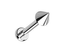 PiercedOff Titanium Labret with Externally Threaded Spike - Thickness 16GA (1.2mm) / Length 10mm / Spike Size 4mmx4mm