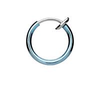PiercedOff Titanium Lite Blue Spring Action Fake Ring for Nose, Mouth or Cartilage - Diameter 10mm