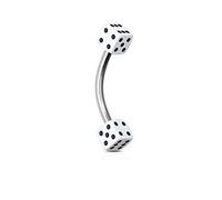 Piercing Arcade Dice Cards Poker Casino Bar Surgical Steel Stainless Steel Anti Allergic Eyebrow Ear Cartilage Tragus Helix Barbell DIEGO White LOVEPIERCING, Alloy Steel