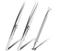 Piercing Ball Grabber Tool Set, 3 Pcs Diamond Tweezers Jewelry Holder Pick Up Tool, Precision Stainless Steel Locking Tweezers for Tiny Objects, IC Chips, and Electronic Components