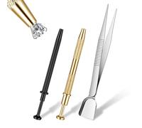Piercing Grabber Tool, 3 Pcs Stainless Steel Jewel Picker Tool 4 Claw Piercing Tools for Changing Jewelry Includes Tweezer with Shovel Head Spoon for Tiny Objects IC Chip Electronic Components