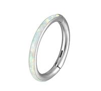 Piercing Nose Ring Hoop, 1pcs Titanium 16GHoop Nose Body Piercing Jewellery For Women Hoop with Side Opal White, Silver