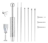 Piercing Taper Ball Grabber Tool Ear Piercing Kit 14G 16G 18G 20G Stainless Steel Flat Back Earrings Piercing Needles Wireless Internal Wire Insertion Pin for Ear/Nose/Navel/Lip/Eyebrow, Stainless