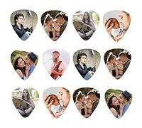 PiercingJak 12-Pack Custom Picture Photo Guitar Picks Personalized Full Color Image Logo Metal Guitar Ukulele Pick Best Gifts for Guitar Players Dad Boyfriend Electric Guitar Bass