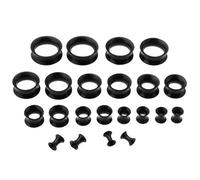 PiercingJak 22pcs 8G-3/4 Ultra Thin Soft Silicone Double Flared Flexible Flesh Tunnel Plugs Ear Stretching Plug Gauge Kit Hollow Body Piercing