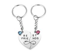 PiercingJak 2pcs Best Friend Keychain Set BEST FRIENDS Puzzle Matching Heart Keychain Infinity Long Distance Relationship Friendship Gifts for Sister BFF Birthday Christmas