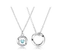 PiercingJak 2Pcs Couple Matching Necklaces for Couples His and Her Blue Cubic Zirconia Promise Ring Pendant Necklaces Anniversary Engagement Wedding Valentine's Day Christmas Birthday Gifts