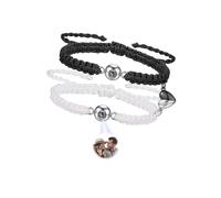 PiercingJak 2pcs Custom Bracelets with Picture inside Customized Projection Bracelets with Photos Picture Bracelet Personalised Mutual Attraction Memorial Relationship Bracelet for Women Men