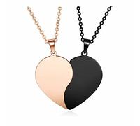 PiercingJak 2pcs Custom Engraved Heart Puzzle Matching Necklaces for Couples Stainless Steel Split Heart Puzzle Pendant Necklace for Women Men Couples BFF Friendship Gift