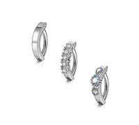 PiercingJak 3PCS 14G Clicker Belly Button Rings for Women Stainless Steel Belly Barbell Bars Piercing Reverse Curved Navel Barbell Rings Body Piercing Jewellery