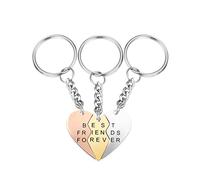 PiercingJak 3pcs Best Friend Keychain Set BEST FRIENDS FOREVER Puzzle Matching Heart Keychain Long Distance Relationship Friendship Gifts for Sister BFF Birthday Christmas