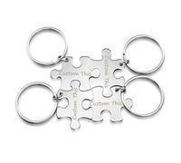 PiercingJak 4pcs Personalized BFF Family Keychains Custom Name Matching Puzzle Piece Best Friend Keychain Sisters Brothers Keychain Friendship Gift