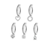 PiercingJak 5PCS 14G Clicker Belly Button Bars for Women 316L Stainless Steel Clicker Belly Rings CZ Flower Heart Curved Reverse Navel Rings Belly Body Piercing Jewellery Barbells