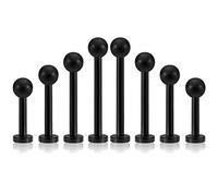 PiercingJak 8-16pcs 316L Stainless Steel Mixed 6-12mm Bar 16G Labret Monroe Lip Rings Cartilage Helix Tragus Nose Piercing 3mm Ball Straight Barbell Body Piercing Jewelry