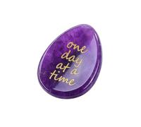 PiercingJak Amethyst Thumb Worry Stone Healing Crystal Pocket Palm Stone One Day at A Time Worry Stones for Anxiety Crystals and Healing Stones Meditation Reiki Spiritual Stress Relief