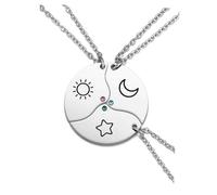 PiercingJak BFF Necklace for 3 Sun Moon Star Cloud Friendship Necklace for 3 Stainless Steel Cute Best Friend Necklaces Best Friend Forever Jewellry