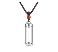 PiercingJak Clear Glass Tube Cremation Urn Necklace for Ashes Stainless Steel Lucky Clouds Cylinder Urn Necklace Keepsake Cremation Ashes Necklace Memorial Jewelry for Men Women
