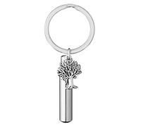 PiercingJak Cremation Jewelry Urn Keychain for Ashes Stainless Steel Tree Life Keepsake Urn Key Chain Cylinder Memorial Cremation Keyring Jewelry for Human Pet Ashes