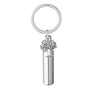 PiercingJak Cremation Jewelry Urn Keychain for Ashes Stainless Steel Tree Life Keepsake Urn Key Chain Cylinder Memorial Cremation Keyring Jewelry for Human Pet Ashes