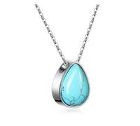PiercingJak Cremation Urn Necklace for Ashes Tiger Eye Turquoise Stone Stainless Steel Teardrop Urn Necklace Keepsake Cremation Ashes Necklace Memorial Jewelry for Men Women