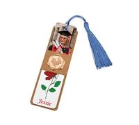 PiercingJak Custom Birth Flower Name Bookmark Personalised Aluminum Bookmarks with Photo Name Text Customized Bookmark with Tassel for Men Women Birthdays Christmas Valentine's Day