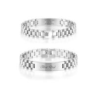 PiercingJak Custom Bracelet for Men Personalised Name Bracelets for Him Her Customized Picture Text Engraved Stainless Steel ID Watch Band Bracelet Wristband Jewelry