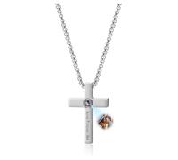 PiercingJak Custom Necklaces with Picture Inside Picture Necklace Personalised Photo Personalised Projection Cross Pendant Christmas Birthday Anniversary Memorial Gifts for Men Women