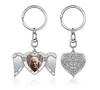 PiercingJak Custom Picture Keychain Personalized Full Color Photo Keychain Stainless Steel Heart Shape Locket Keychain for Men Women