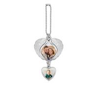 PiercingJak Double Side Photo Personalized Car Hanging Ornament Engraving 4 Pictures Frame Holder Car Accessories Full Color Custom Angel Wings Pendant Ornament for Rear View Mirror Car Hanging Charm
