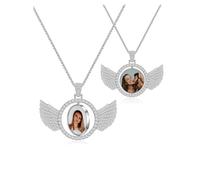 PiercingJak Double Sided Personalised Custom Photo Necklace Pendant Full Color Customizable Rotating Picture Necklace Memorial Hip Hop Jewelry for Men and Women
