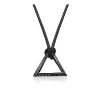 PiercingJak Norse Viking Necklace for Men Stainless Steel Adjustable Rope Chains Nordic Vintage Amulet Talisman Pendant Jewelry Gift for Men Women Triangle Black