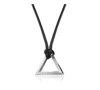 PiercingJak Norse Viking Necklace for Men Stainless Steel Adjustable Rope Chains Nordic Vintage Amulet Talisman Pendant Jewelry Gift for Men Women Triangle Silver