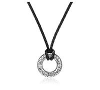PiercingJak Norse Viking Necklace with Adjustable Braided Leather Rope Chains for Men Women Stainless Steel Viking Circle Necklace Vintage Amulet Talisman Pendant Jewelry