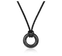 PiercingJak Norse Viking Necklace with Adjustable Braided Leather Rope Chains for Men Women Stainless Steel Viking Circle Necklace Vintage Amulet Talisman Pendant Jewelry