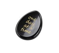 PiercingJak Obsidian Thumb Worry Stone Healing Crystal Pocket Palm Stone One Day at A Time Worry Stones for Anxiety Crystals and Healing Stones Meditation Reiki Spiritual Stress Relief