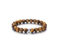 PiercingJak Personalised Beads Bracelets for Men Custom 4 Names Tiger Eye Gemstone Beads Bracelet Engraved Initial Name Chakra Stone Bracelet Personalised ID Bracelet with Family Names Father's Day