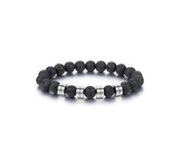 PiercingJak Personalised Beads Bracelets for Men Custom 5 Names Lava Stone Gemstone Beads Bracelet Engraved Initial Name Chakra Stone Bracelet Personalised ID Bracelet with Family Names Father's Day
