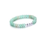 PiercingJak Personalised Beads Bracelets for Men Customized Gemstone Beads Bracelet with Name Text Custom Initial Chakra Rondelle Stone Stretch Bracelet Custom ID Family Names Jewelry for Women #7