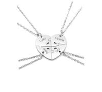 PiercingJak Personalised Best Friend Necklaces Set for 4 Stainless Steel Name Initial Customized Heart Puzzle BFF Friendship Necklace for Family Sisters Matching Necklace