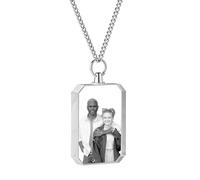 PiercingJak Personalised Crystal Photo Necklace for Dad Mom Custom Rectangle Picture Pendant Necklace for Men Women 3D Crystal Color Photo Jewelry Fathers Day Mothers Gift Memorial Family Keepsake M