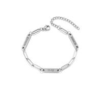 PiercingJak Personalised Customized Bar Bracelets Engraved Name for Women with Adjustable Chain Stainless Steel Custom 3 Names Bar ID Bracelets Jewelry BFF Valentines Birthday Anniversary Silver