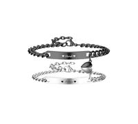 PiercingJak Personalised ID Couple Bracelet Stainless Steel Customized Couple Bracelets Set Mutual Attraction Custom Name Relationship Bracelet Personalized Gift for Men Women